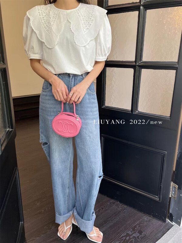 New in early summer! [liu-y] Korean color blocking large lapel shirt 16760# XJ