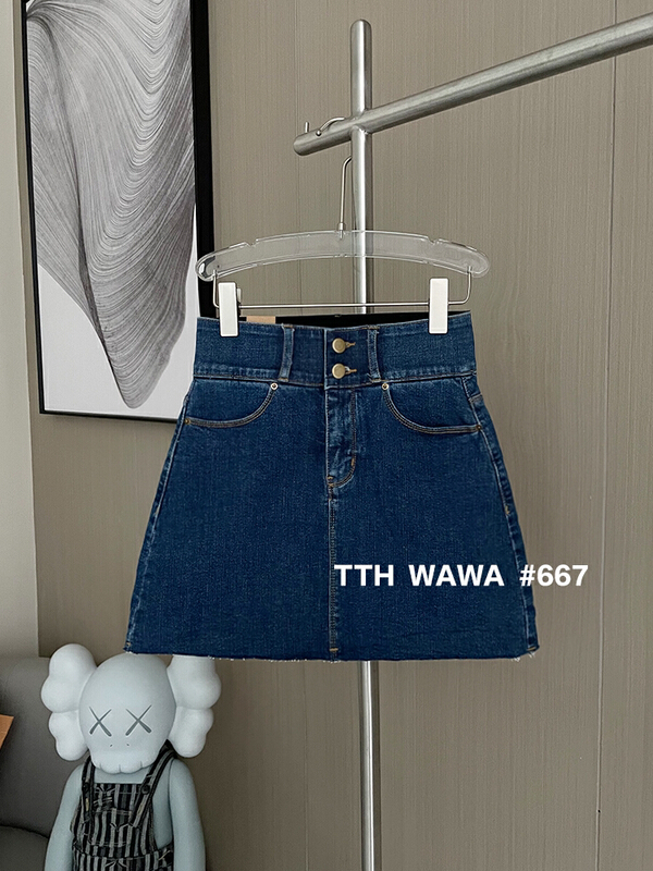Original price 100.39! [Wawa] Korean high waist slim elastic denim skirt 667# ozq