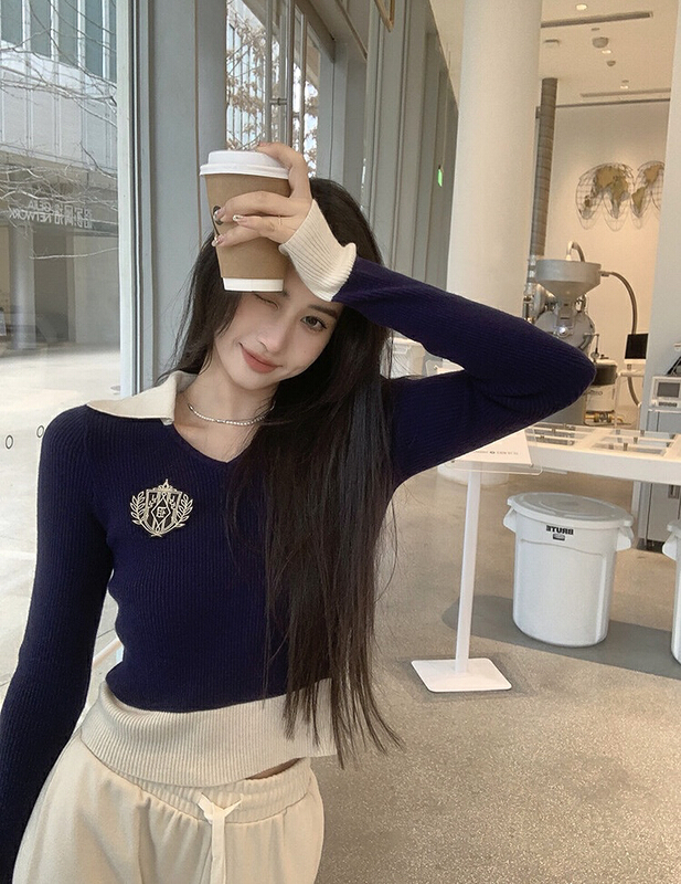 New year in early spring! [Amanda] college style Lapel age reducing thin sweater 5022# PCZ