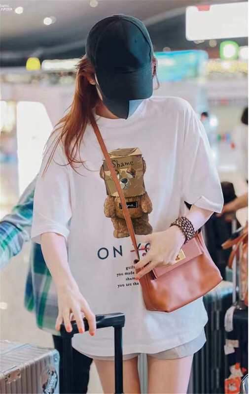 [Jin Han] bear loose and versatile short sleeve T-shirt 8506# ozq