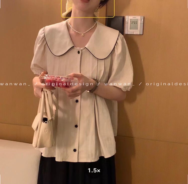 [wanwan] baby collar contrast single breasted shirt 1687# HBx