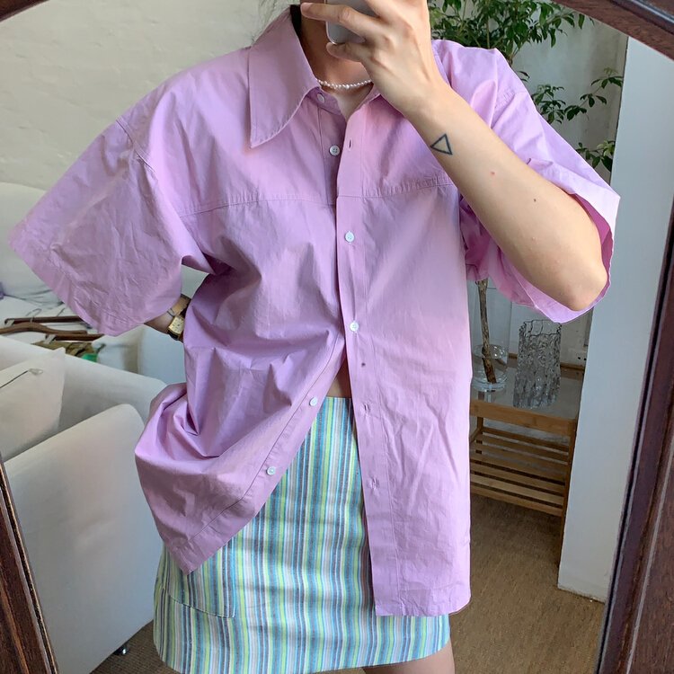 goods in stock! New in early summer! [trust] simple solid color versatile shirt 68050# ozq
