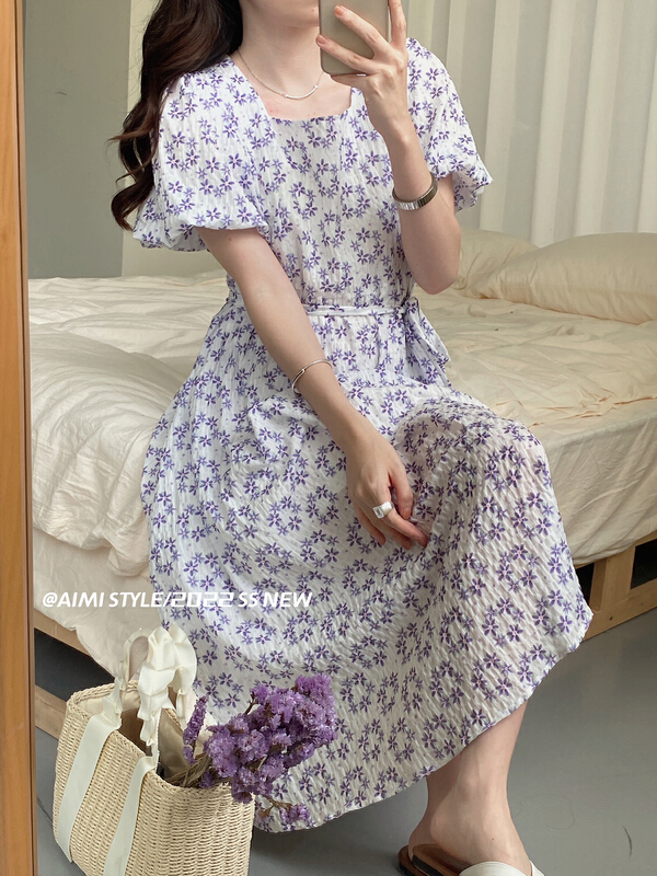 [aimistyle] fresh and niche floral dress (with belt) 10895# HBx