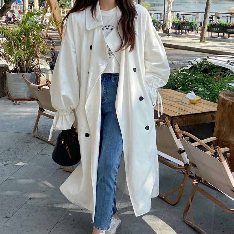 New year in early spring! [Fifth] Korean fashion large lapel long windbreaker (with belt) 8115# LSW