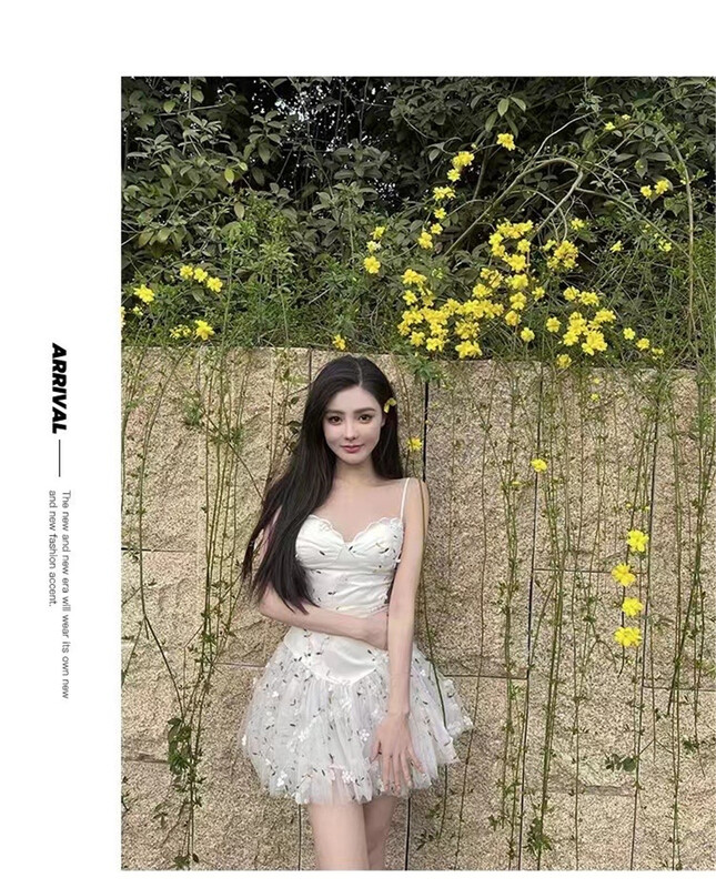 New in early summer! [see you] sexy embroidery short mesh suspender dress 3811# PCZ