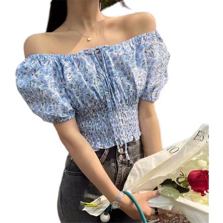 [suzybubble] fashionable and elegant one shoulder floral lace up blouse 2258# WPL