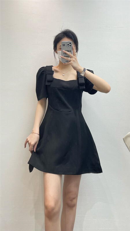 [sk-11] bow tie square neck dress 888# XYJ