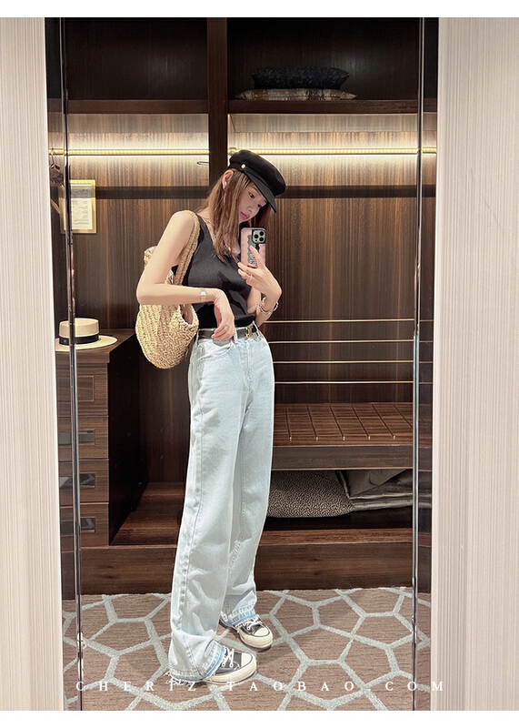 [Huaxi] high waist and wide legs loose casual floor dragging jeans 8958# PCZ