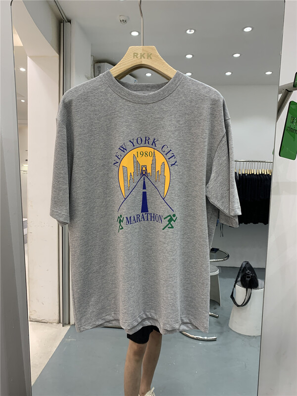 [RKK] crew neck print versatile short sleeve T-shirt t215# ZZL