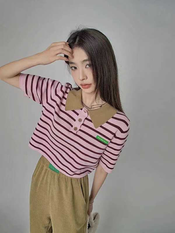 [Susan] striped Korean youth shirt 18138# LSW