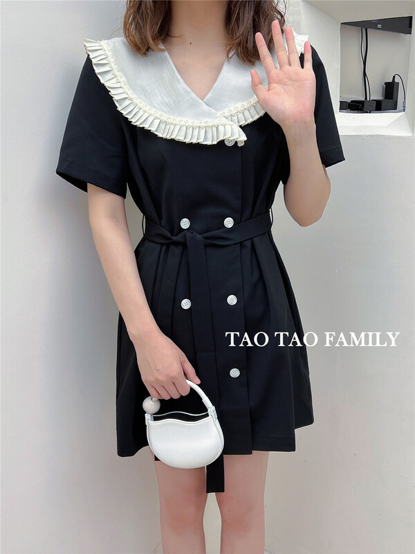 [Taotao family] Korean style double breasted dress (with belt) 3631# lwy