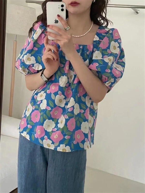 【LINA】韓系清新撞色印花短款小衫  8930#  ZXX