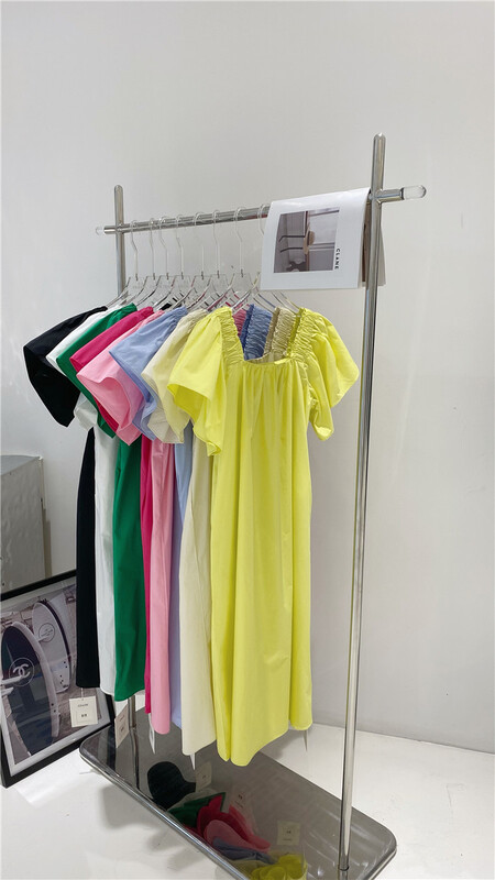 goods in stock! New in early summer! [2 / 2chicw] temperament square neck solid short sleeve dress ys1-851# PCZ