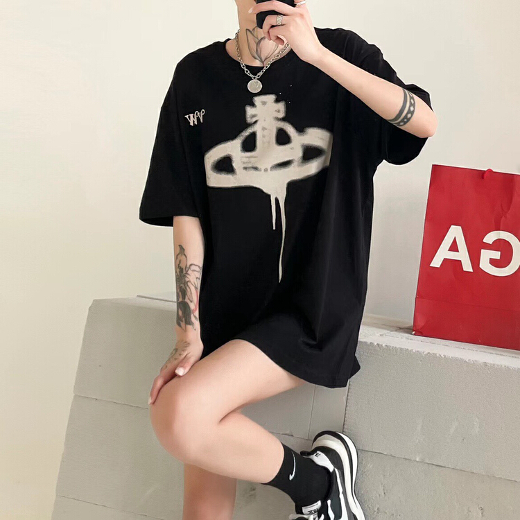 [Nancy] fashion print loose neutral short sleeve T-shirt bs6307# WPL