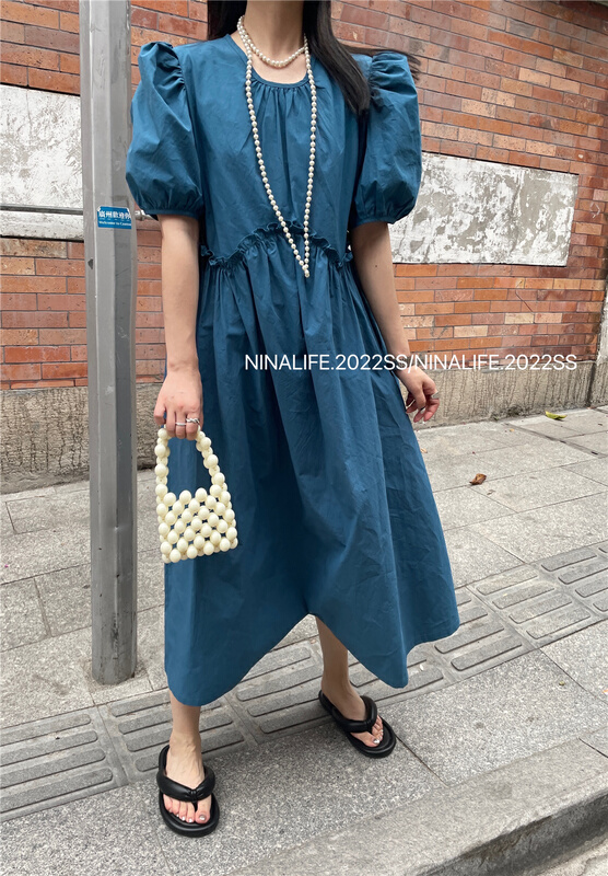 Original price 107.99! New in early summer! [Nina life] temperament bubble sleeve fashion dress 3923# zxl