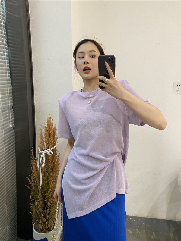 goods in stock! New in early summer! [modern 197] Korean simple solid color short sleeve T-shirt 8928# zyh
