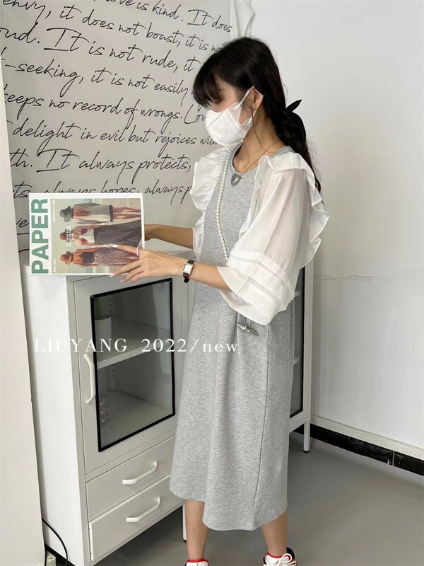 [liu-y] Korean version fungus edge stitched dress 16780# XJ