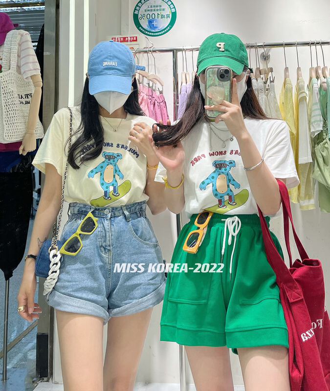 [Miss Korea] skier bear short sleeve T-shirt (T-shirt only) 6704# HBx