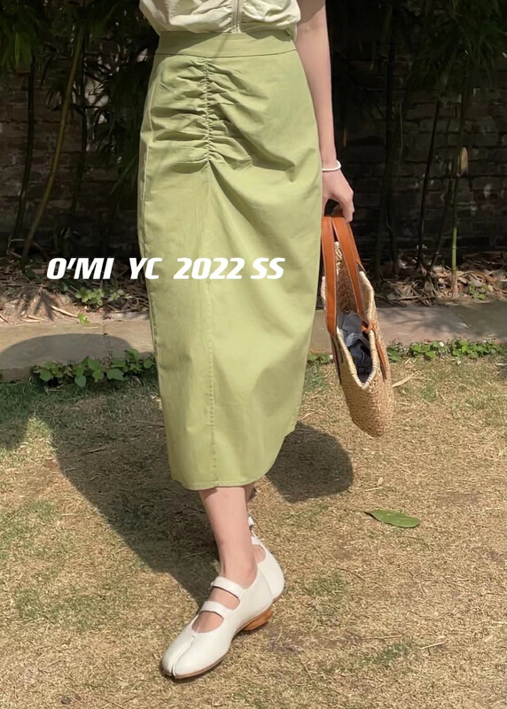 Original price 43.99! [O MI] simple solid color medium length skirt ys1-5208# HBx