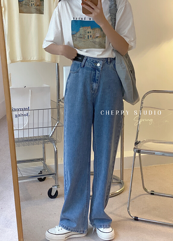 New in early summer! [cherry studio] Korean personalized waist jeans b5008# HBx