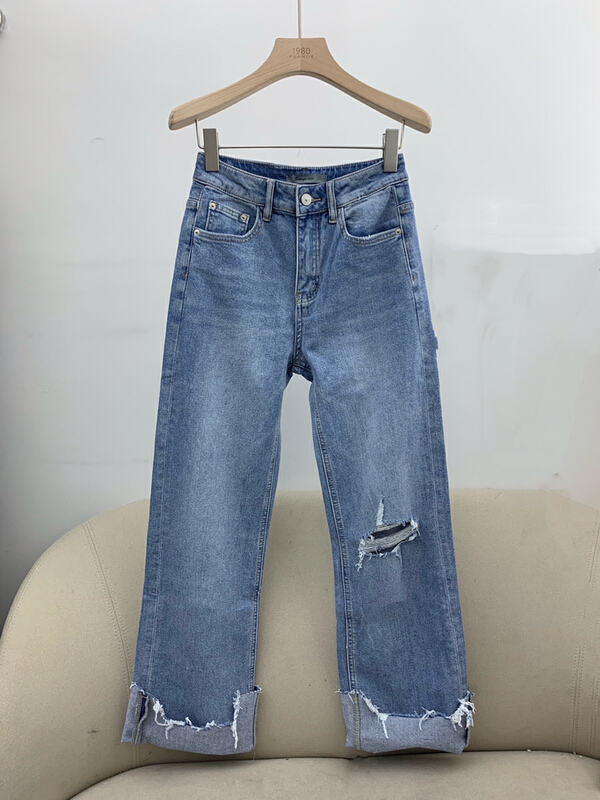 Original price 134.10! New year in early spring! [1980] Korean version of versatile ripped jeans 80026# zyh