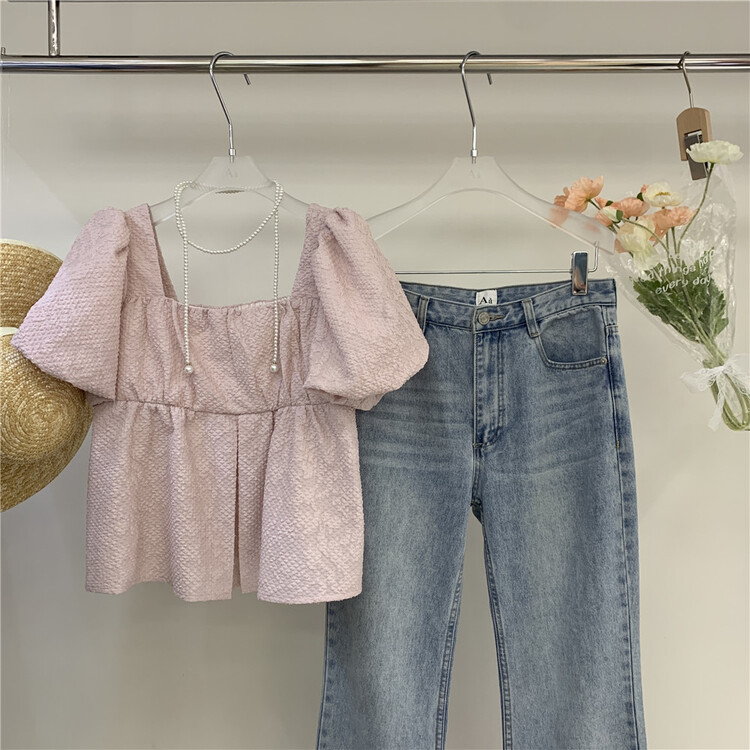 goods in stock! New in early summer! [AA studio] French lady square neck bubble sleeve blouse ys1-6052# WPL