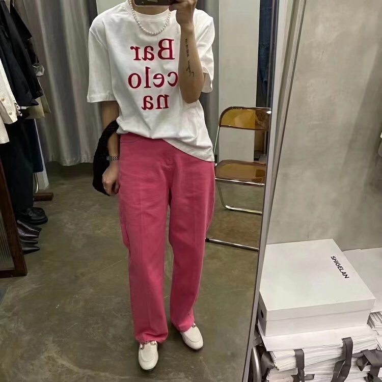 goods in stock! [C oni] pink wide leg slim casual pants c225-9306# lwy