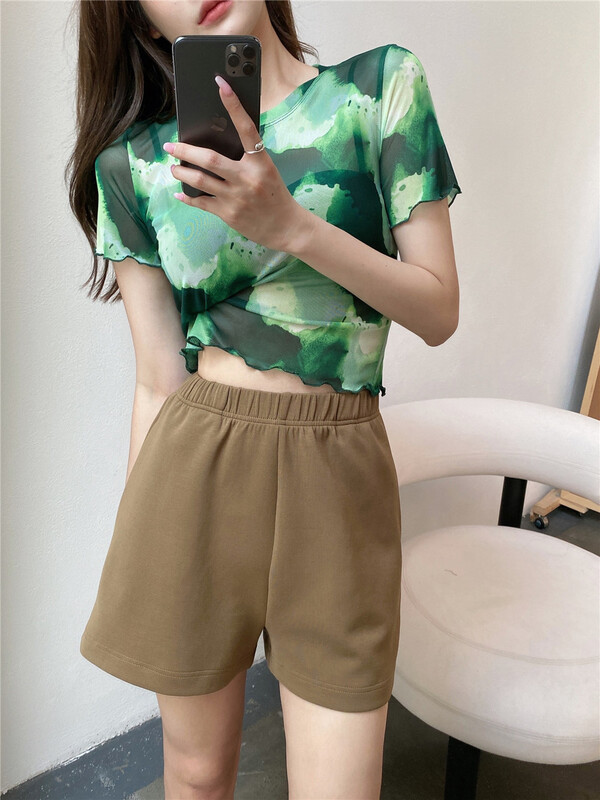 [modern 197] elastic waist clean comfortable casual shorts 81189# hyy