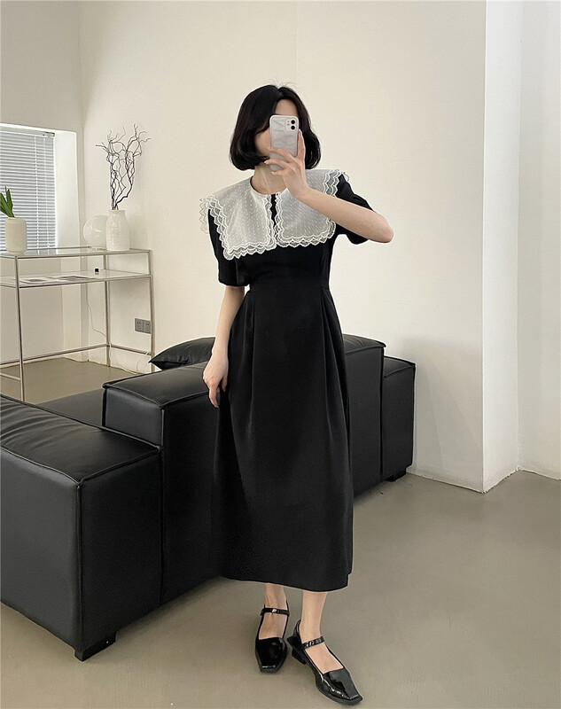 [lemon tree] Lapel double large lapel temperament dress 66327# XYY