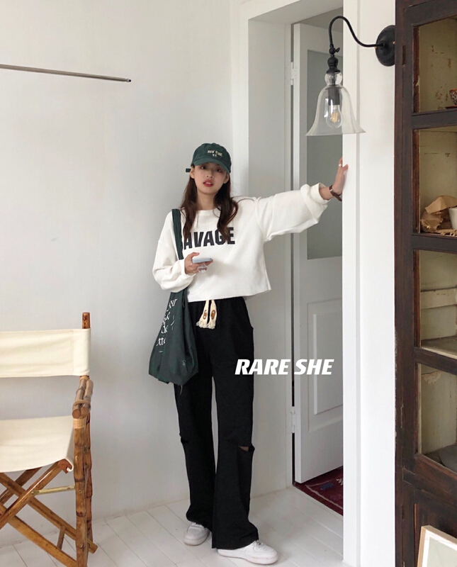 早春上新!【RARE SHE】韓版破洞闊腿休閒褲  5083#  LSW