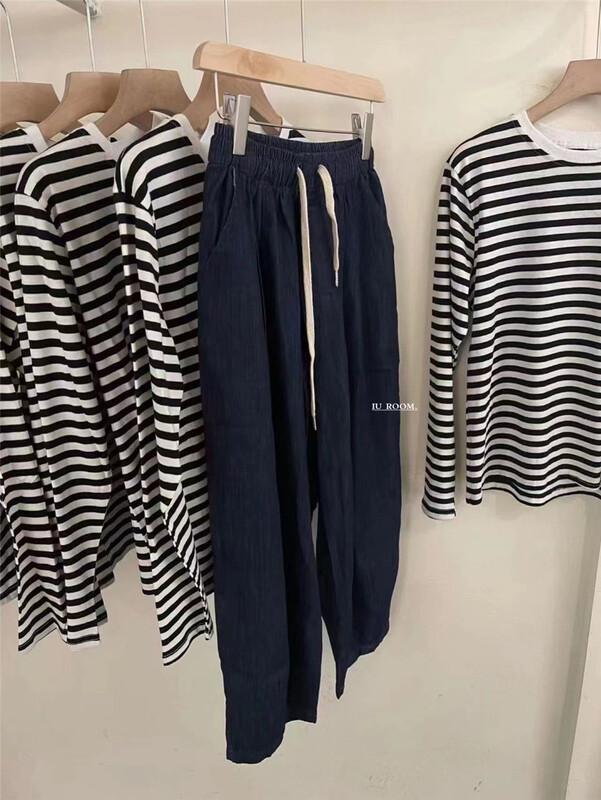 [IU room] versatile basic loose drawstring jeans 6075# XYY