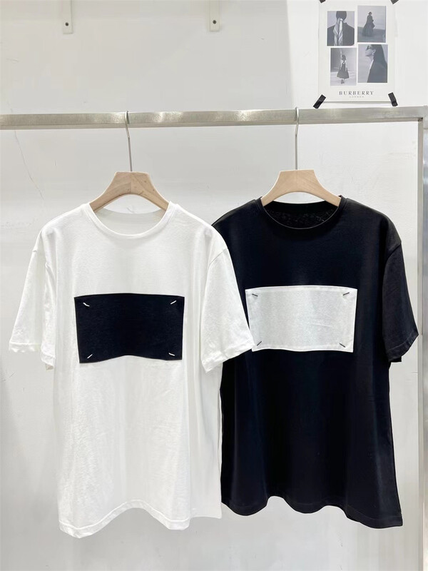 [td] color block round neck short sleeve T-shirt t003983# XJ
