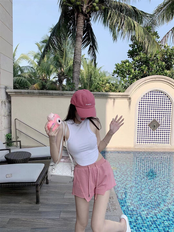 New in early summer! [MS studio] high waist solid color lace up casual shorts 09080# PCZ