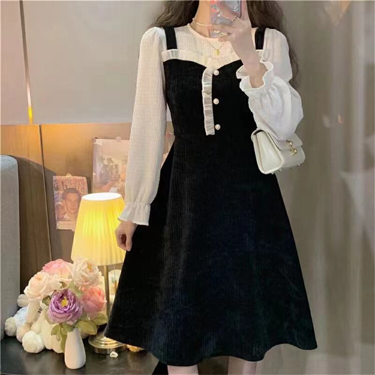 New year in early spring! [Xiangli] velvet fake two-piece versatile dress 6702# PCZ