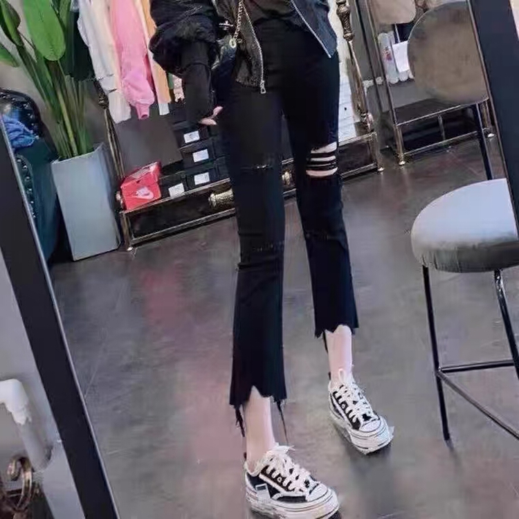 [Xiaoyan family] fashion jeans with holes and small feet ys1-6210# XYJ