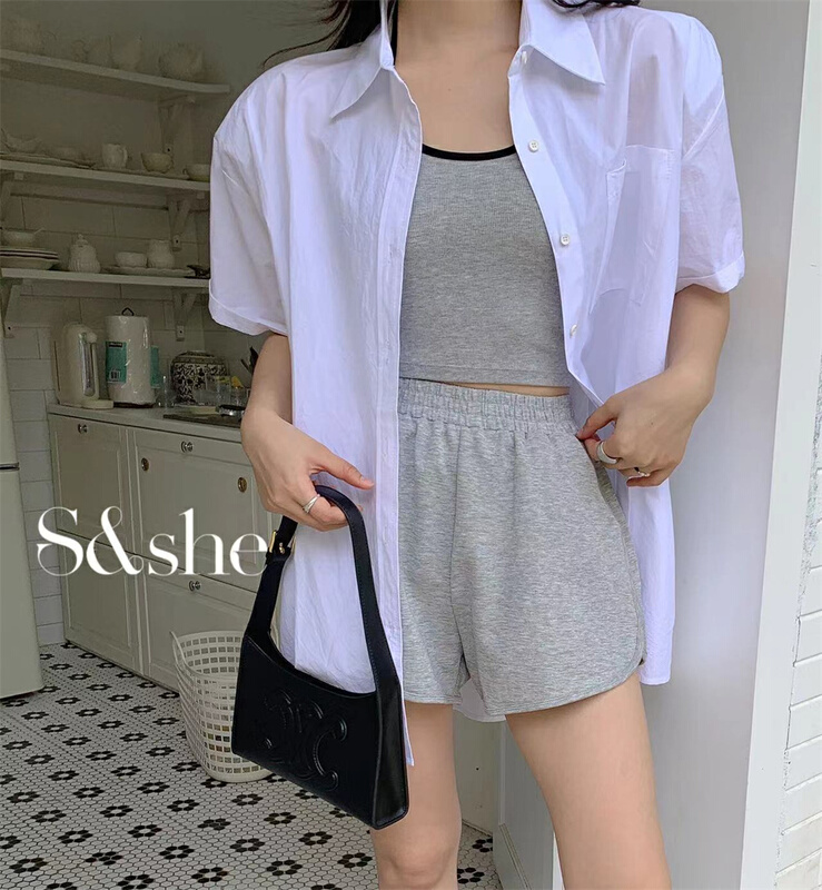 [S & she] elastic waist versatile sports casual shorts 1188a# XJ