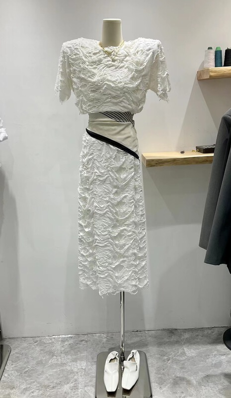 goods in stock! New in early summer! [keep] Korean pure color short sleeved blouse + high waist versatile skirt suit 7777# WTT