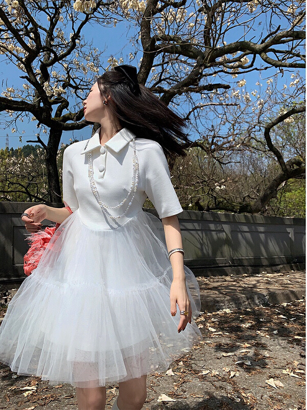 [wgwe] French style first love Mori waist gauze puffy dress 1684# PCZ