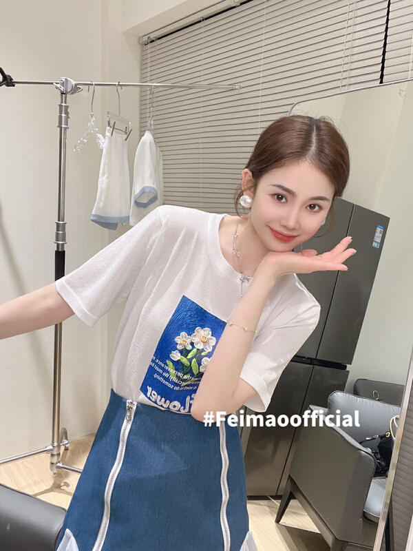 [Feimao (Yimao)] Korean casual printed short sleeve T-shirt ym-1073# LSL