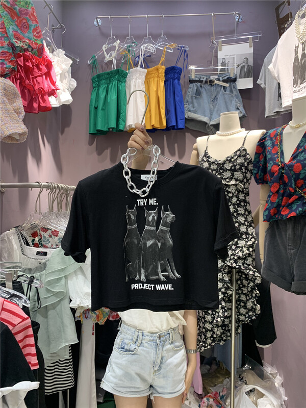[SME +] Korean print short style slim short sleeve T-shirt 6255# CSX