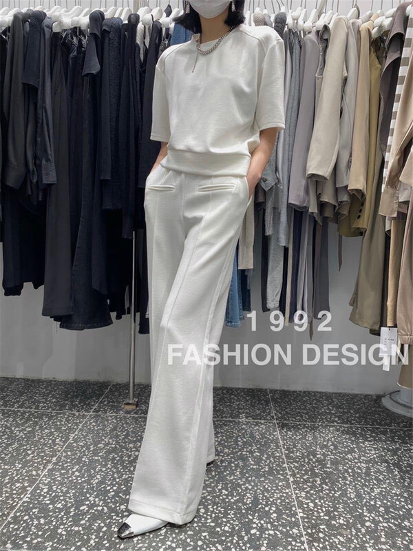 New year in early spring! [1992] solid color loose and versatile wide leg casual pants 3652# XYJ