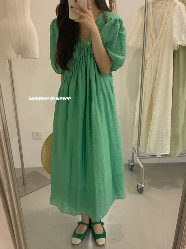 goods in stock! New in early summer! [Jin. C] one piece hemmed Pleated Dress h3025# XYY
