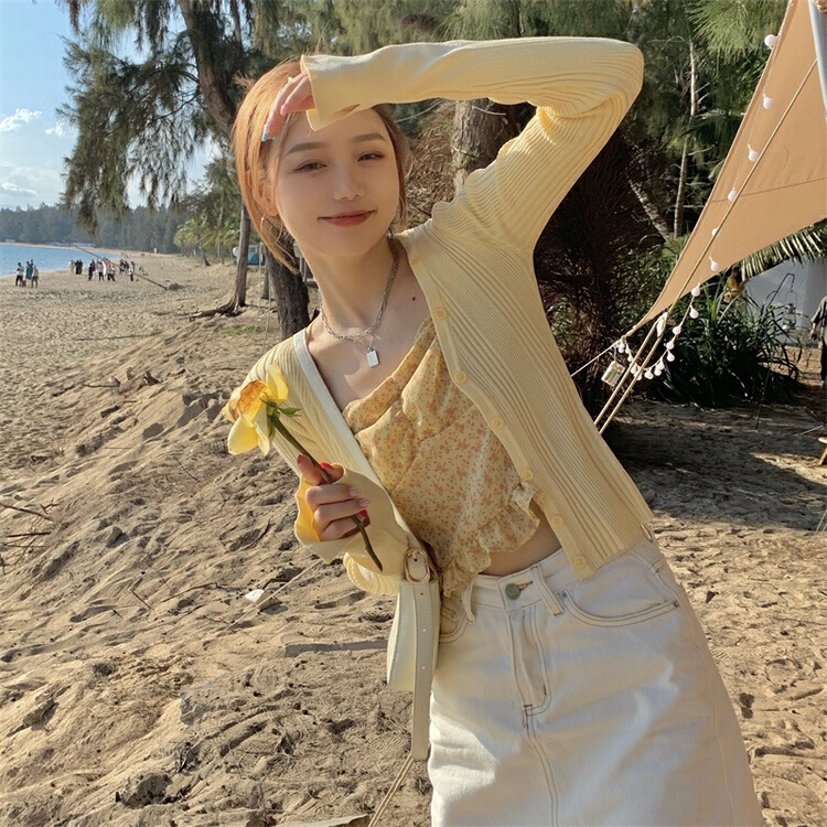 New year in early spring! [timely rain] Han Feng ins sweet and gentle slim knit cardigan 03587# WPL