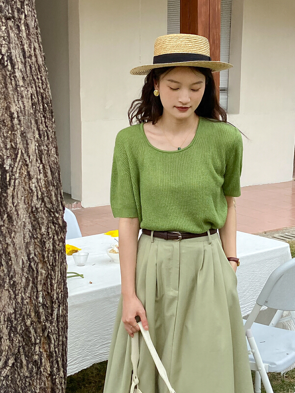 New in early summer! [C for her] Korean version square neck versatile knitted cardigan 5106# XJ