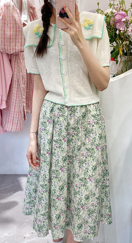 New in early summer! [pan] sweet heavy industry thin embroidery loose and thin knitted cardigan 00387# PCZ