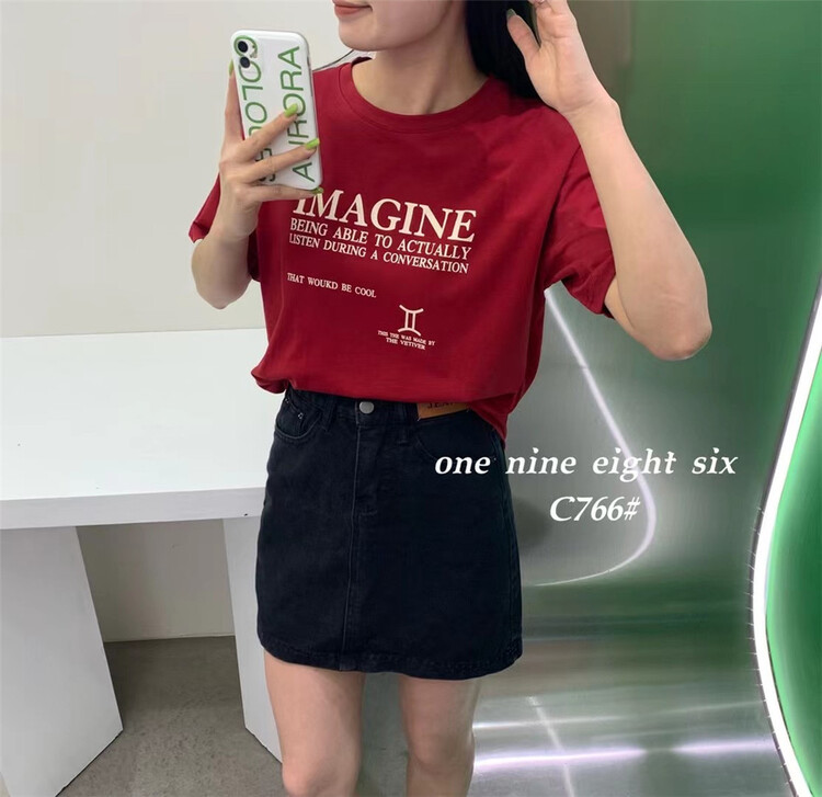 New in early summer! [1986] Korean round neck letter printed short sleeve T-shirt 766# XYY