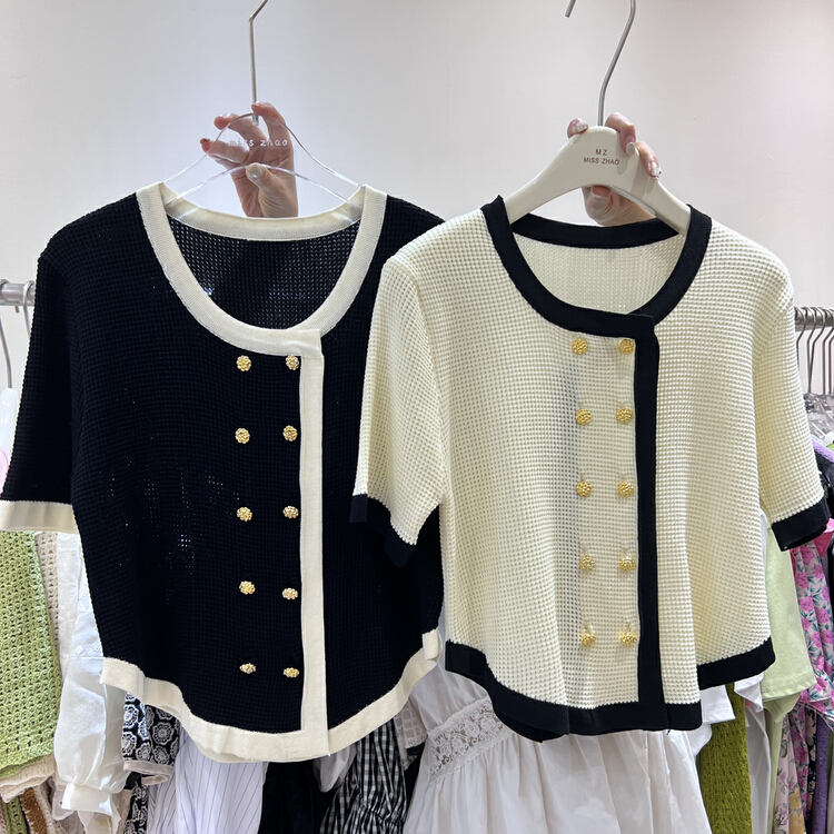 [misszhao] double breasted xiaoxiangfeng sweater 1392# HBx