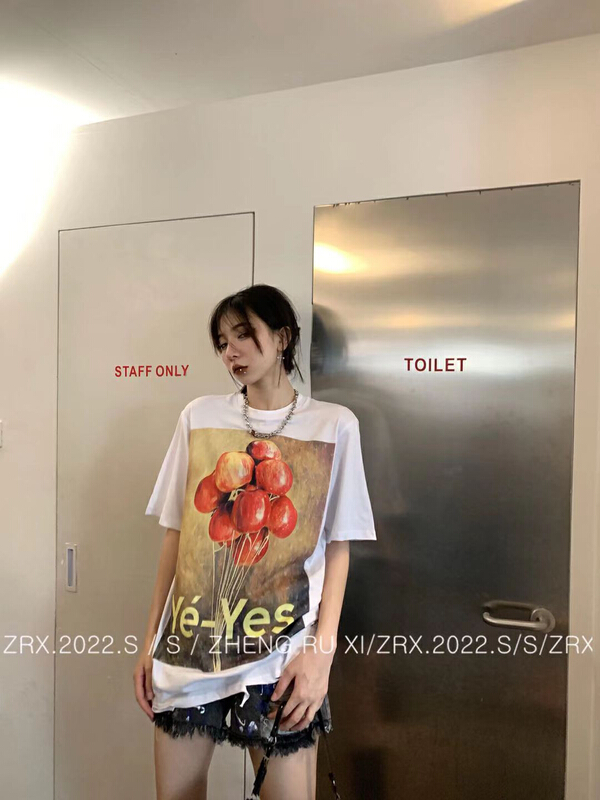 [zhengruxi] Korean print comfortable short sleeve T-shirt 11689# WTT