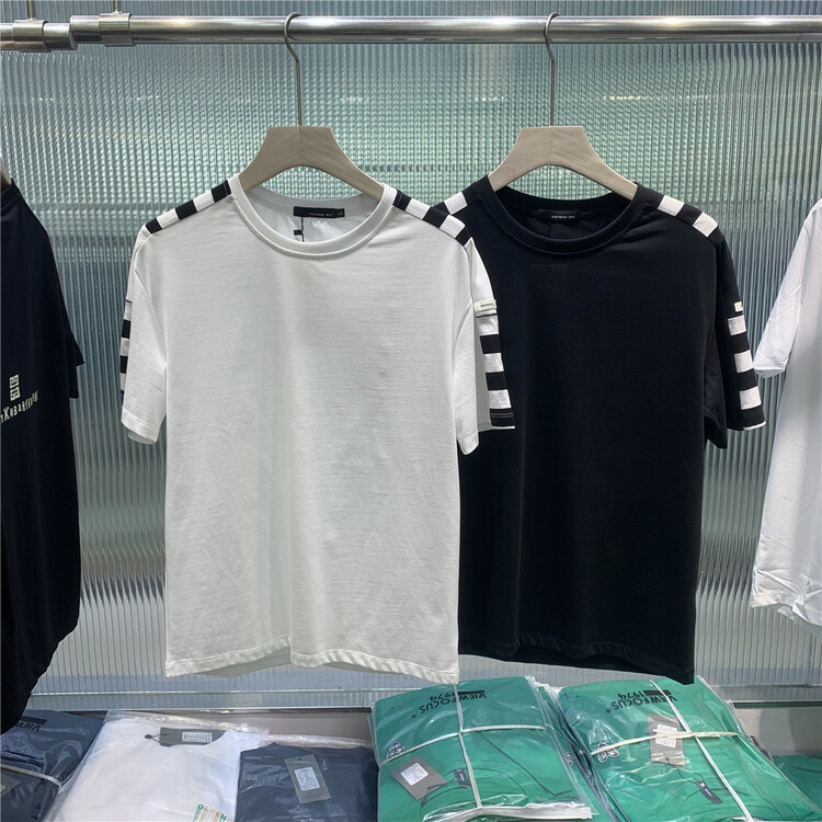 New in early summer! [1974] crew neck versatile color blocking short sleeve T-shirt 1977# ZZL