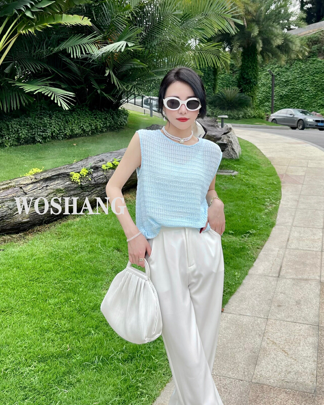[woshang] advanced summer knitted round neck thin vest / suspender 1257# XYJ